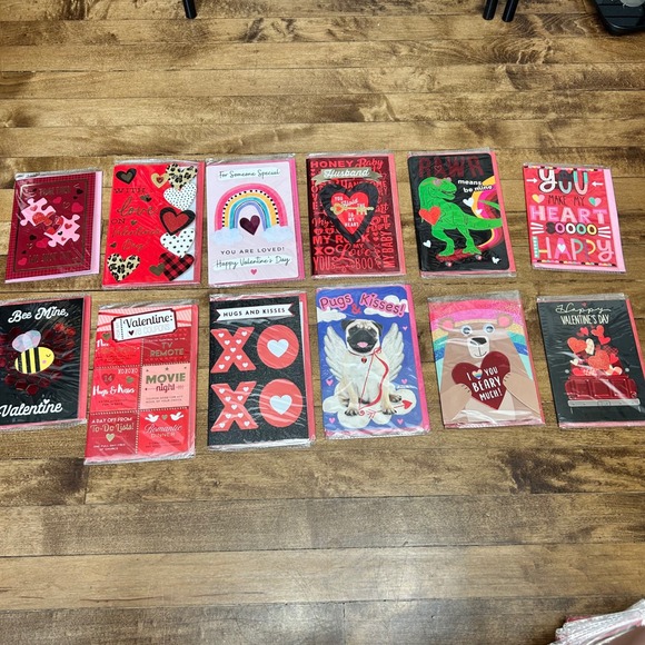 Other - Lot 12 Valentines Day Cards w Envelopes New Assorted love Heart Holiday